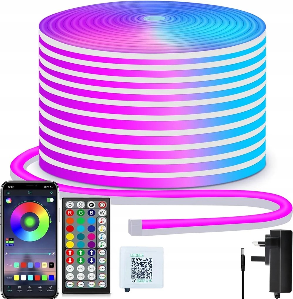 Rgb Led Szalag 15M Ledy 24V Távirányítóval Extra erős Szett Alkalmazás