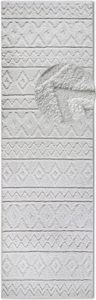 Futószőnyeg plüss a folyosóra 80x240cm, krémszínű modern boho minta