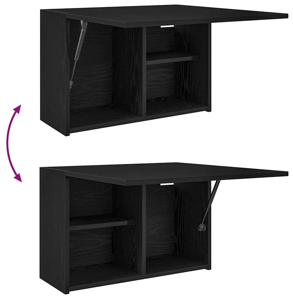 fekete szerelt fa fali fürdőszobaszekrény 60x25x40 cm