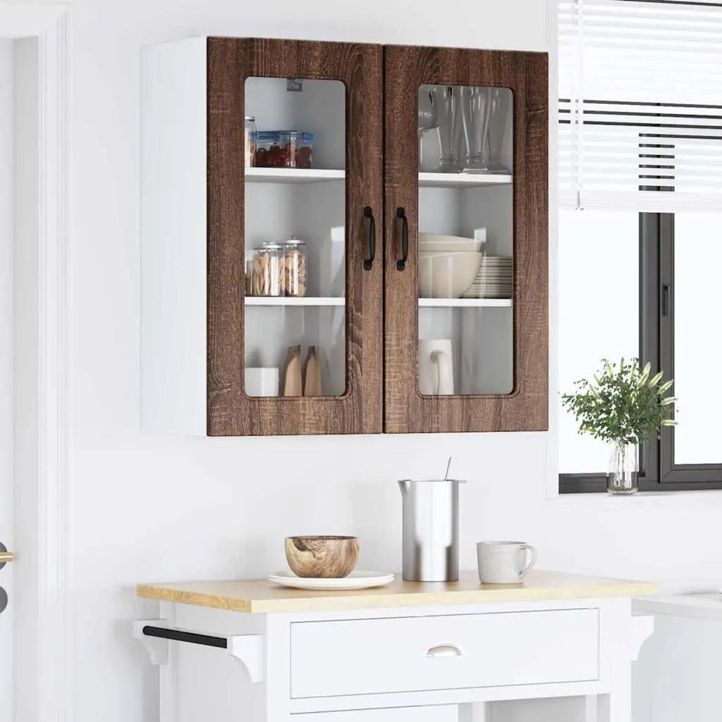 Fali konyhaszekrény 2 pcs Barna Tölgy 40 x 31 x 80 cm Faanyag