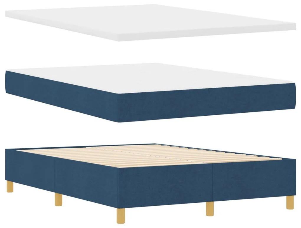 Boxspring Ágy Matraccal és Padot Kék 140x200 cm Szövet