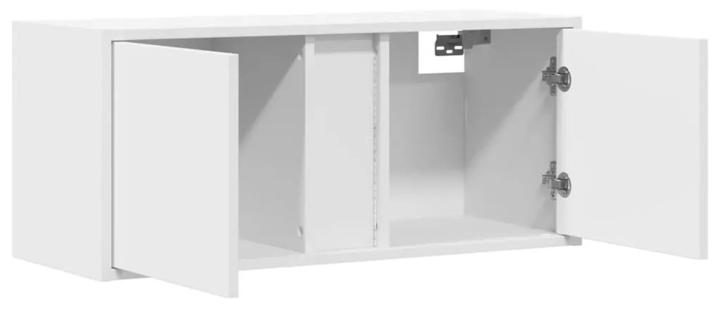 fehér falra szerelhető TV-szekrény LED-lámpákkal 80x31x35 cm