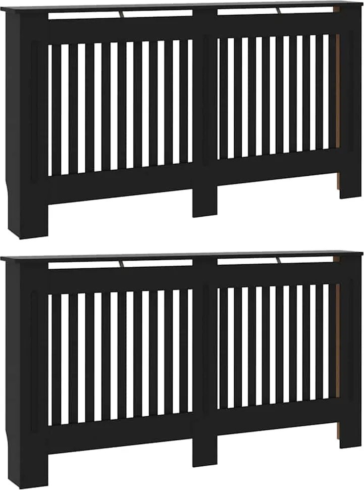 vidaXL Radiátor fedezék 2 pcs Fekete 152 x 19 x 81,5cm Faanyag