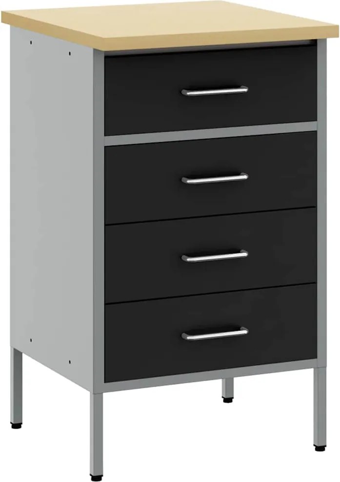 vidaXL Munkapad Fekete és Szürke 50 x 55 x 85 cm Műszaki fa és acél