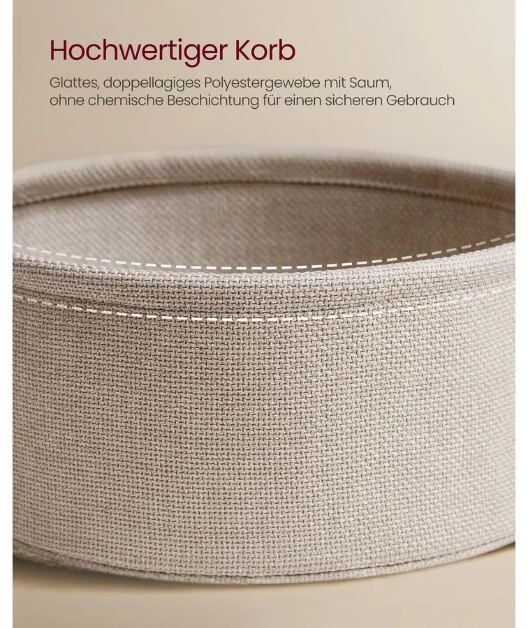 VASAGLE kerek dohányzóasztal tárolóval, matt fehér és kamelbarna színben