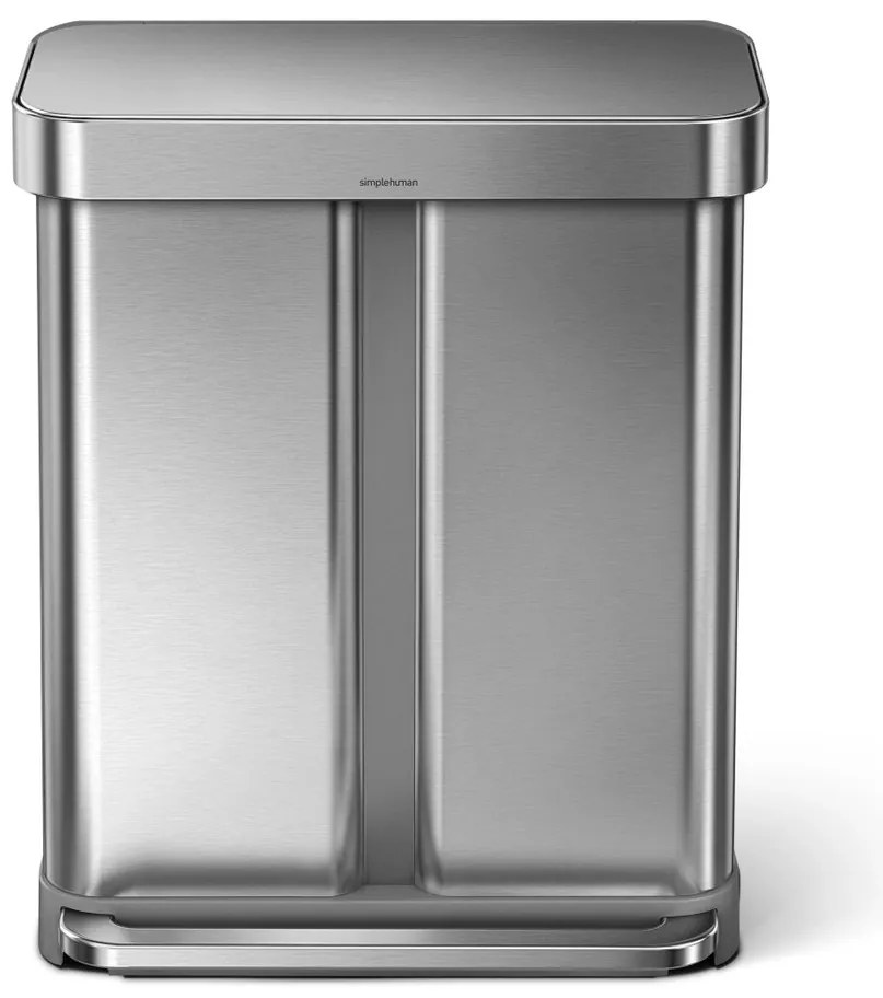 Simplehuman Pedálos szemetes szelektívhulladékgyűjtő, 58 l, csiszolt acél, FPP