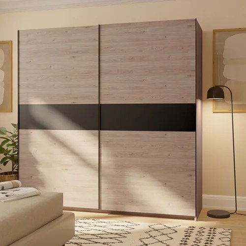 BERNO 200 cm Gardróbszekrény Tölgy/Antracit Színben.