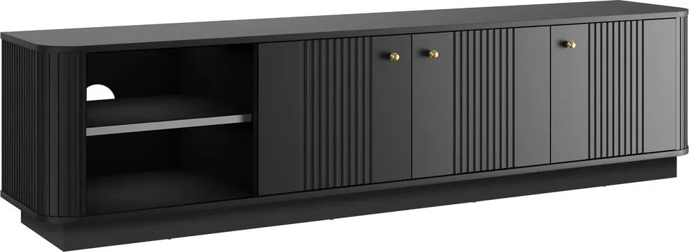 Vesper 3D TV-szekrény 187 cm talapzaton - fekete / arany fogantyúk