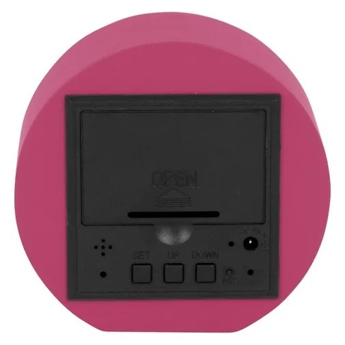 Karlsson 5981BP design LED óra ébresztővel,rózsaszín, átmérő 9 cm