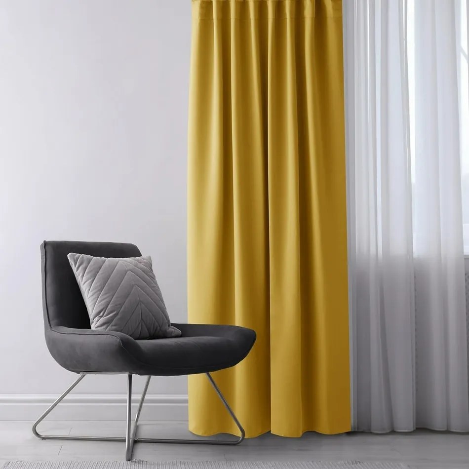 AmeliaHome Blackout EYELETS függöny, mustárszínű, 140 x 245 cm