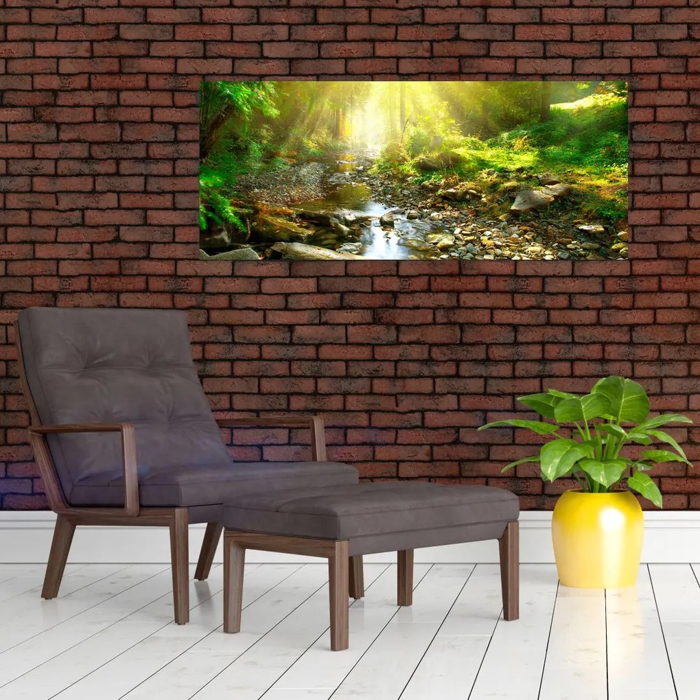 Egy folyó zöld erdőben képe (120x50 cm)