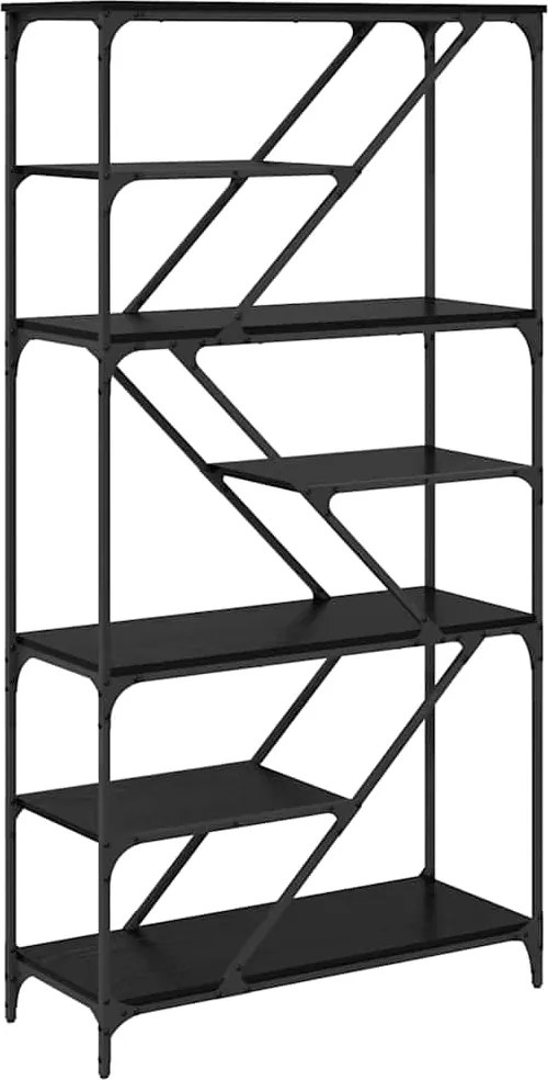 vidaXL Könyvespolc Fekete tölgy 91 x 36 x 176 cm Faanyag
