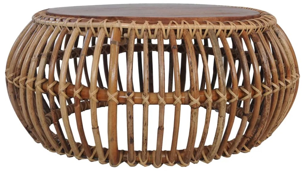 2 db természetes rattan dohányzóasztal