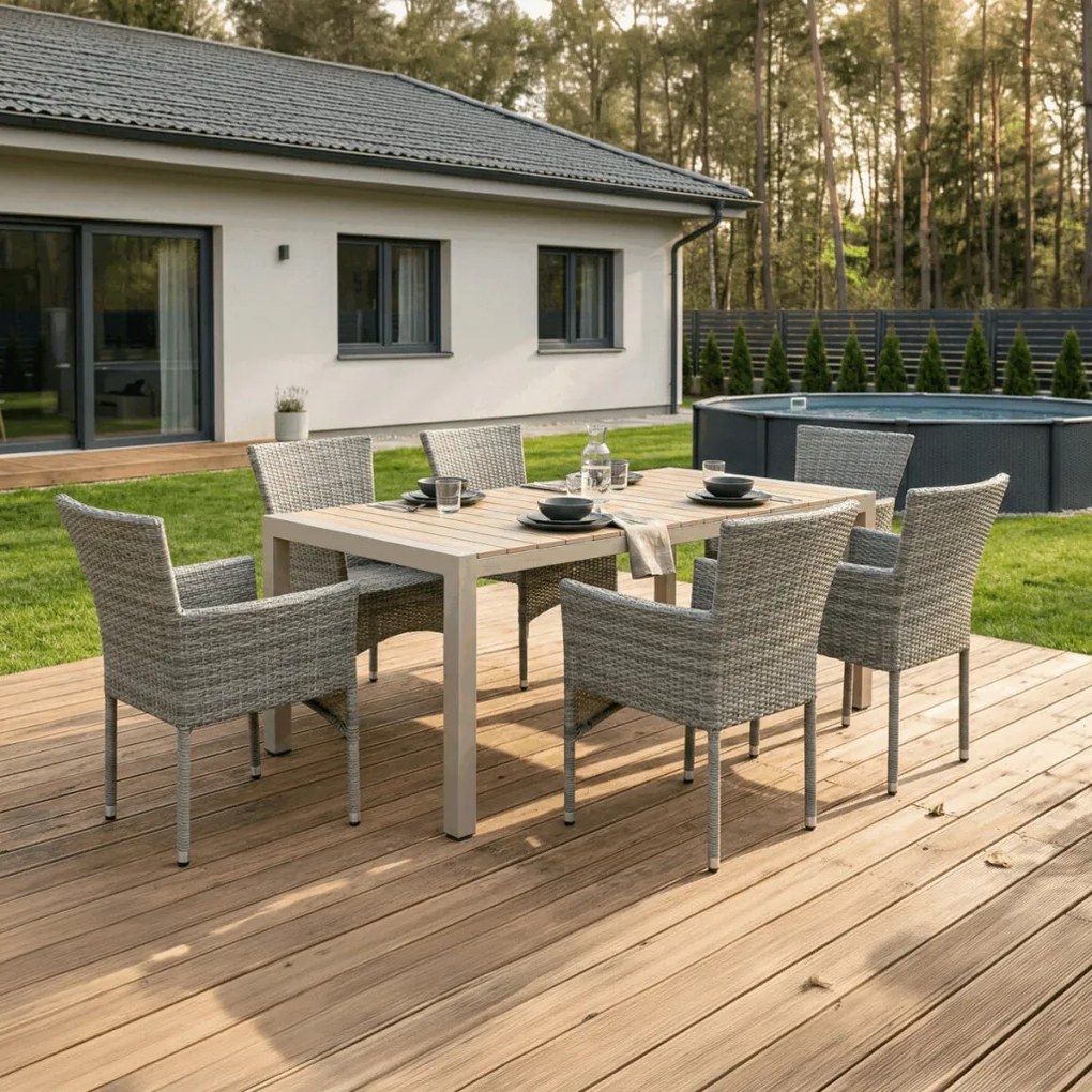 Kerti asztal 162x90 cm, alumínium, polywood, bézs, AZT-S1514 CRM