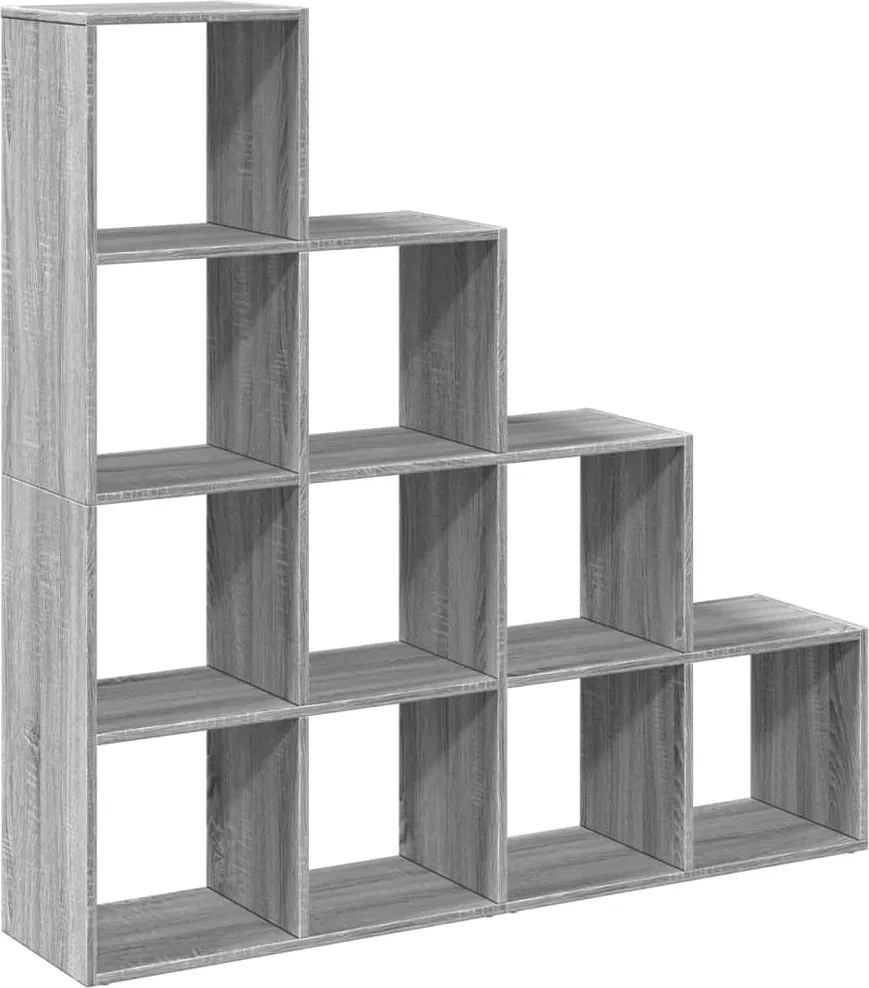 vidaXL 4 szintes szürke sonoma elválasztó könyvespolc 131,5x29x131,5cm