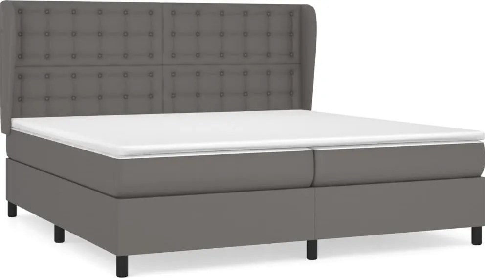 vidaXL szürke műbőr rugós ágy matraccal 200 x 200 cm