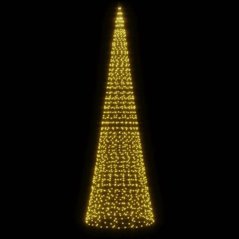 meleg fehér LED karácsonyfa zászlórúdra 1534 LED 500 cm