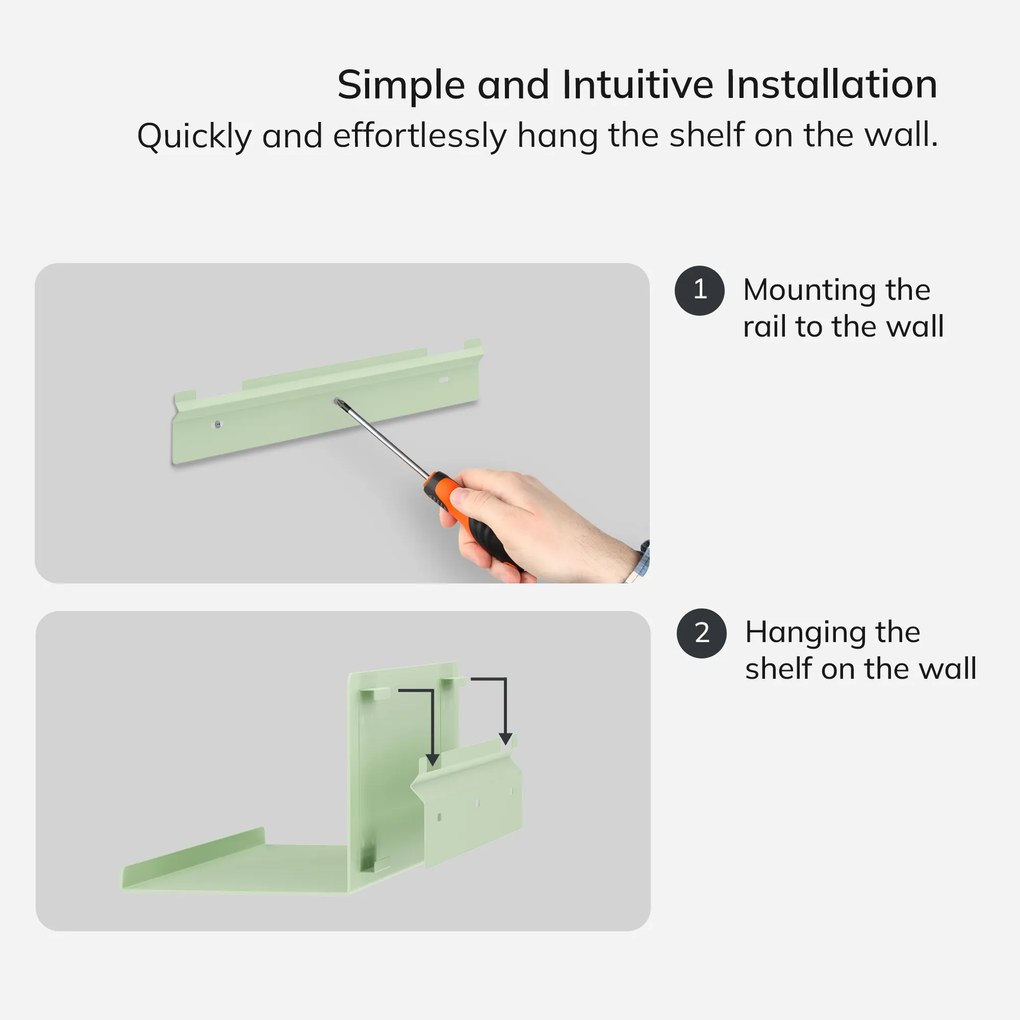 Fali polc JOANNE 400 mm, Fresh Style: pasztellzöld