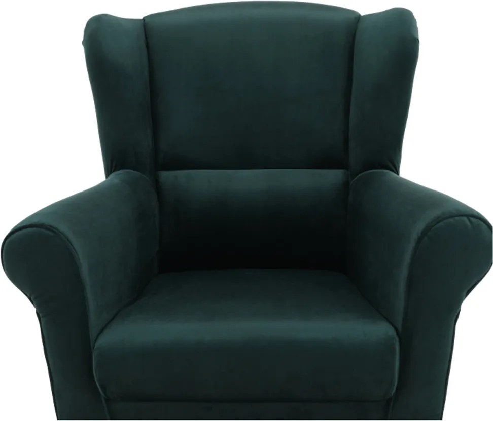 Füles fotel, szövet smaragd, CHARLOT