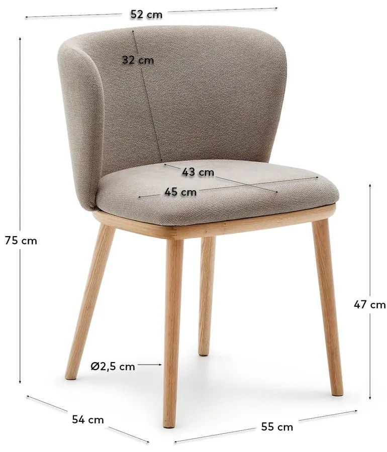 Világosbarna kárpitozott étkezőfotel Ciselia – Kave Home