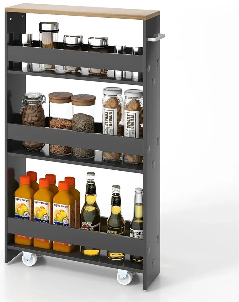 4 szintes tároló nyitott polcokkal, szürke