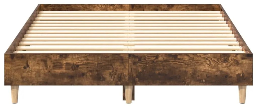 füstös tölgy színű szerelt fa ágykeret matrac nélkül 135x190 cm