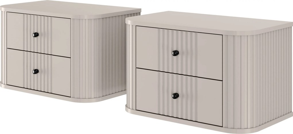 Vesper függő éjjeliszekrény készlet 56 cm - kasmír / fekete fogantyúk