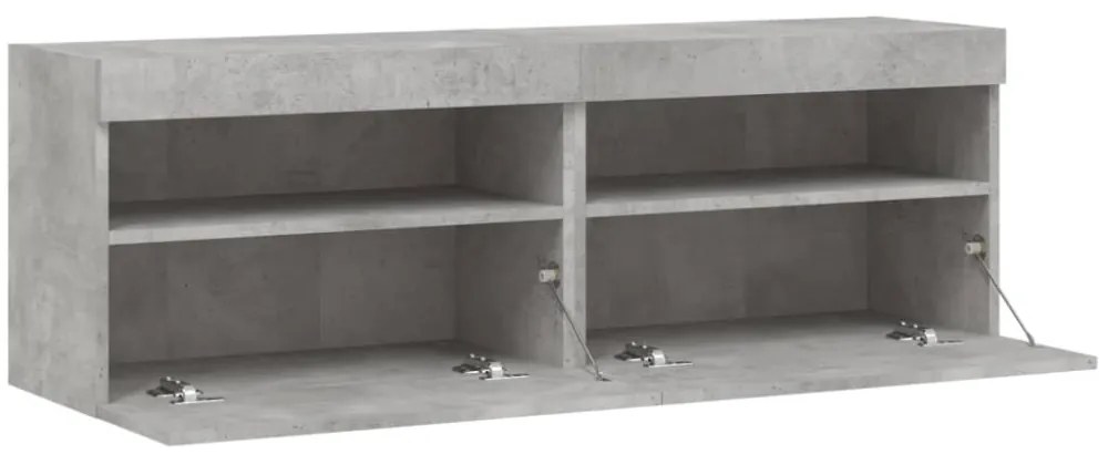 2 db betonszürke fali TV-szekrény LED-del 60x30x40 cm