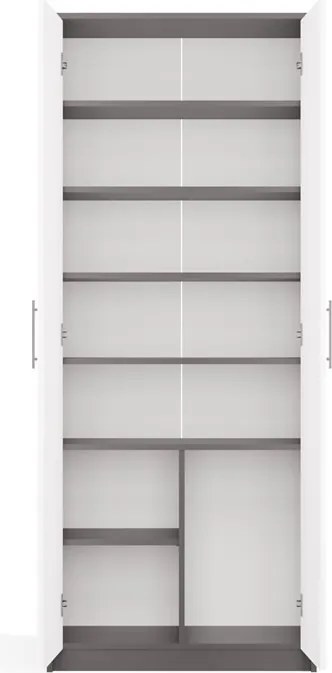 Aldabra Oliv 2D könyvespolc, irodai szekrény, 74x180x35 cm, antracit-fehér