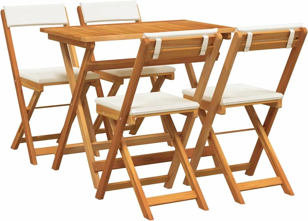 vidaXL Bisztró készlet párnával 5 pcs Olaj Természetes Tömör Akácfa