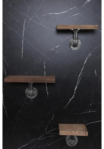 KÉSZLET 3x Fali polc BORURAF fenyő/fekete