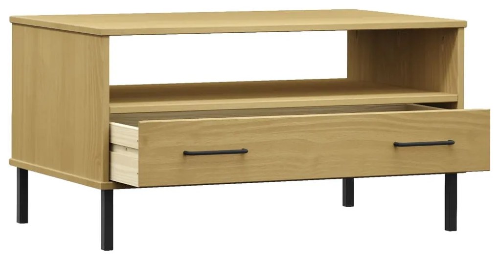 OSLO barna tömör fa dohányzóasztal fém lábakkal 85x50x45cm