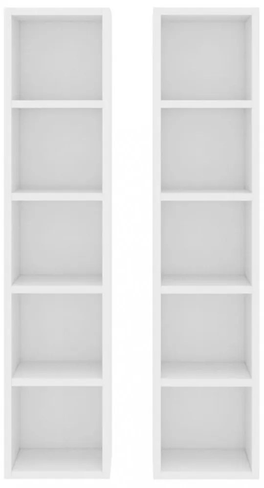 2 db fehér forgácslap CD-tartó szekrény 21 x 16 x 93,5 cm