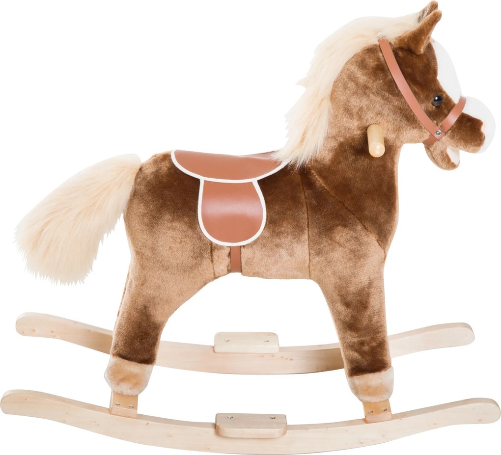 HOMCOM Hintázó Ló Gyerekeknek Plüss Játék Barna 74 x 33 x 62 cm | Aosom