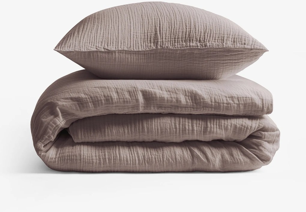 Goldea muszlin ágyneműhuzat – kávébarna 220 x 200 és 2db 70 x 90 cm