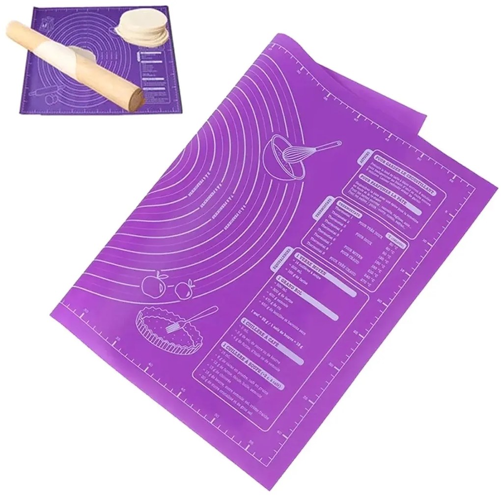 Konyhai szilikon sodródeszka 60 x 46 cm - lila