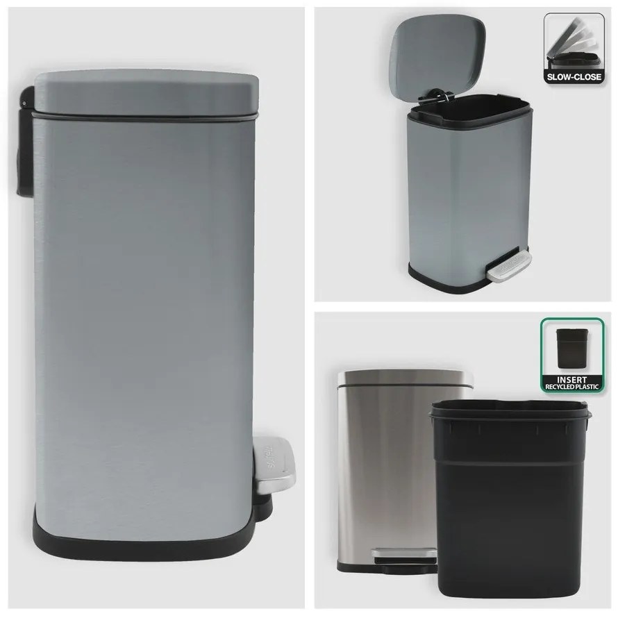 Matt ezüstszínű acél pedálos szemetes 5 l Akira – Spirella