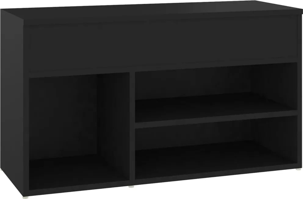 vidaXL fekete szerelt fa cipőtároló pad 80 x 30 x 45 cm
