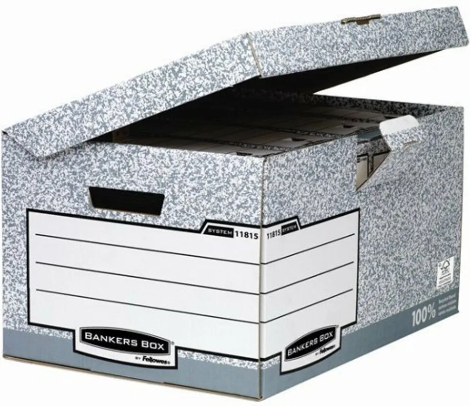 Csapófedeles archiválókonténer, BANKERS BOX&reg; SYSTEM by FELLOWES&reg;, szürke (IFW11815BB)