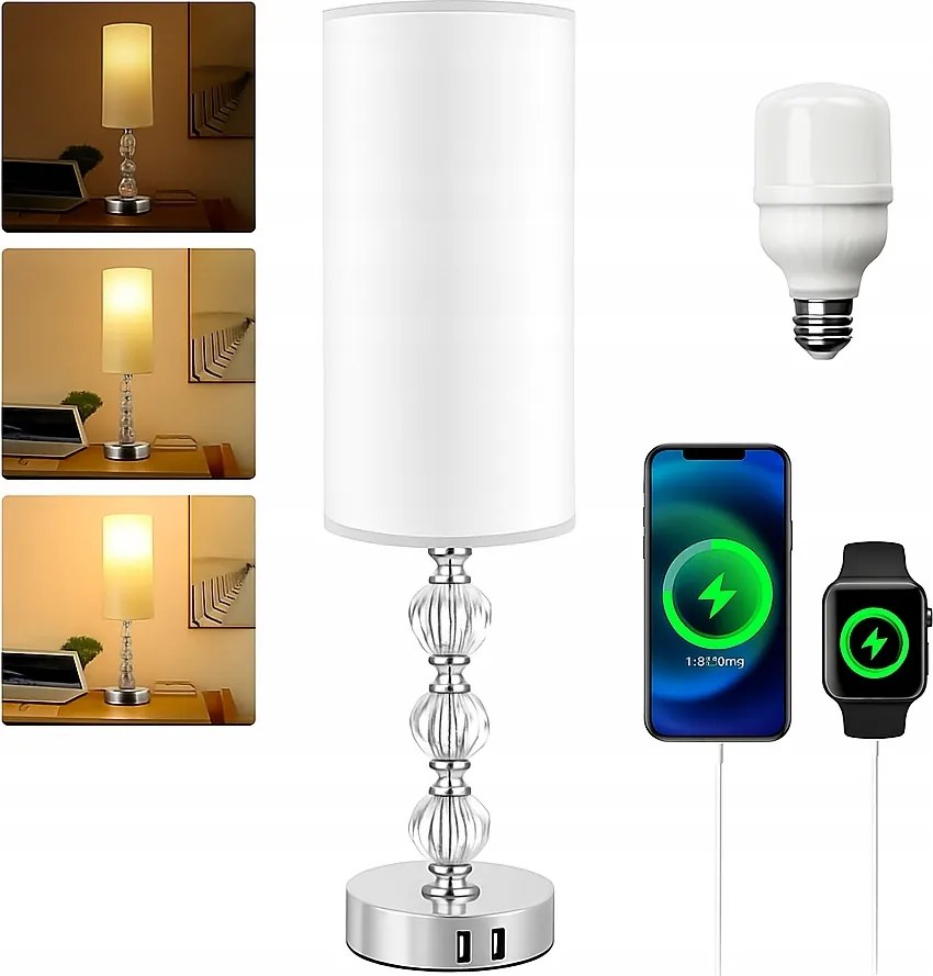 Iluminize asztali lámpa, fehér lámpabúra