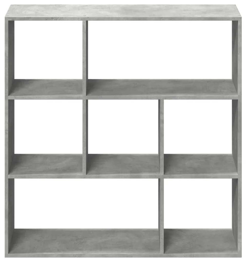 betonszürke szerelt fa elválasztó könyvespolc 102x29x103,5 cm
