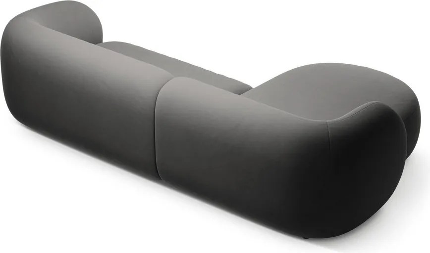 Sötétszürke bársony sarokkanapé (bal oldali-heverő résszel) Kate – Micadoni