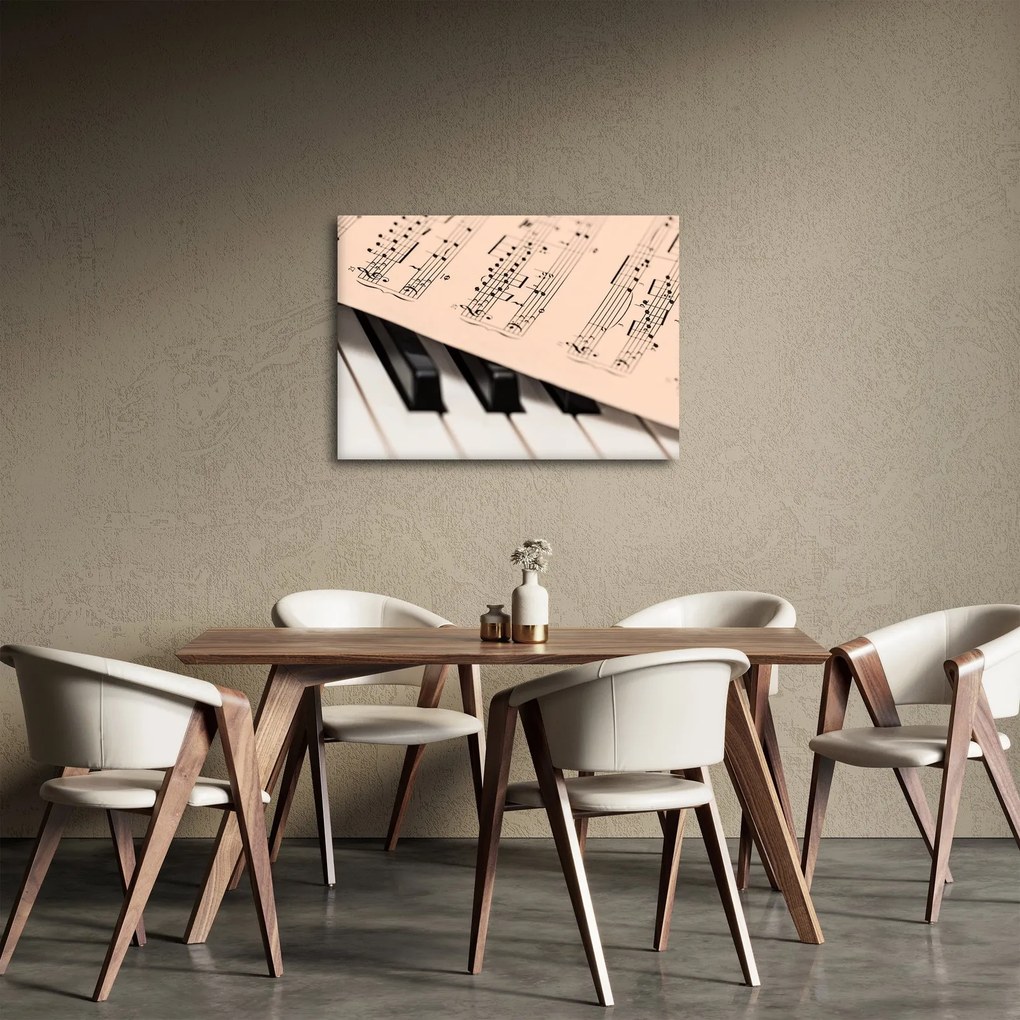 Zongora hangjegyekkel képe (70x50 cm)