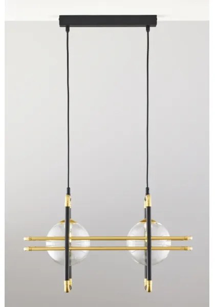 Jupiter 2029 - Csillár zsinóron FIORI 2xG9/10W/230V fekete/arany/átlátszó