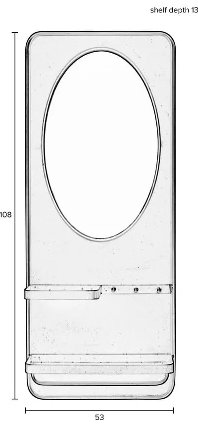 Fali tükör polccal 53x108 cm Pascal – White Label