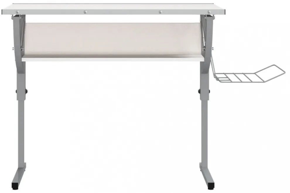 fehér-szürke szerelt fa és acél íróasztal 110 x 53 x (58-87) cm