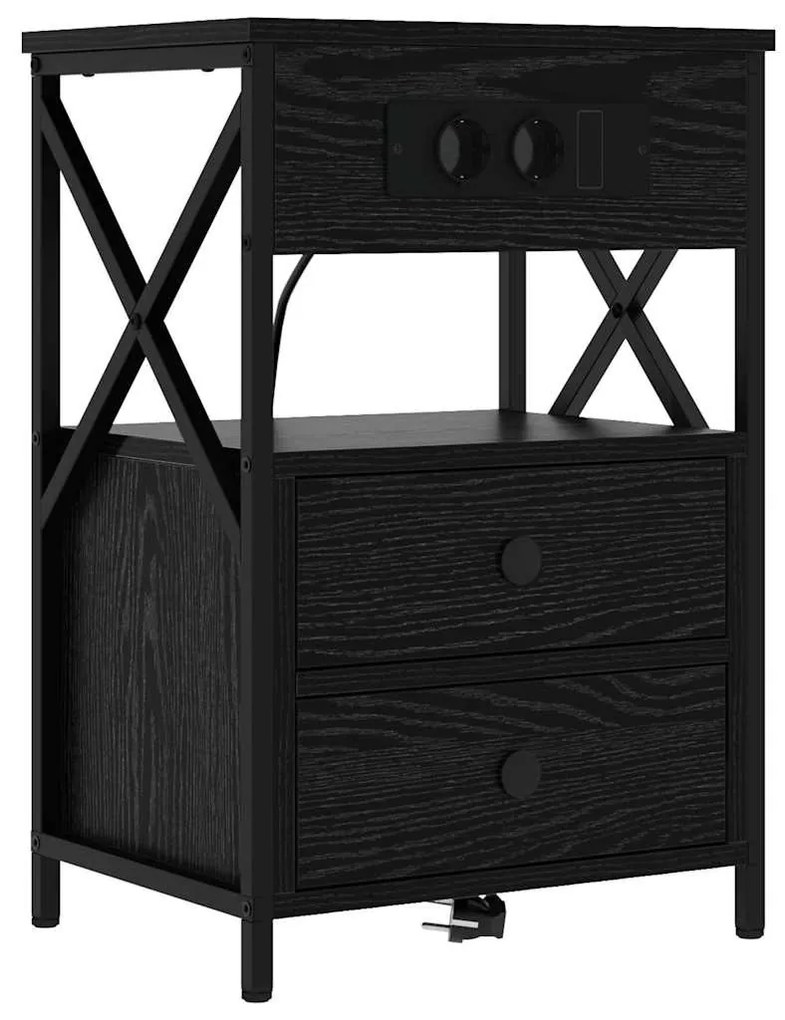 Éjjeliszekrény 2 pcs Musta tammi 40 x 31 x 60 cm Faanyag