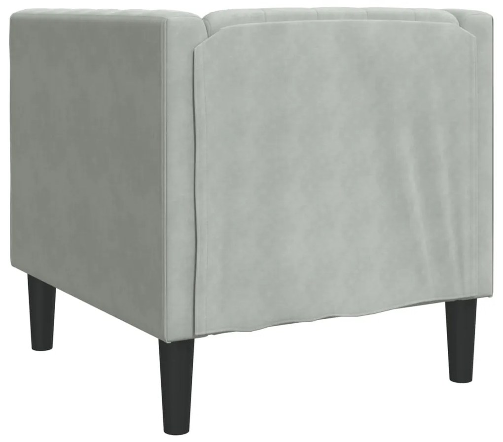 világosszürke bársony Chesterfield kanapéfotel