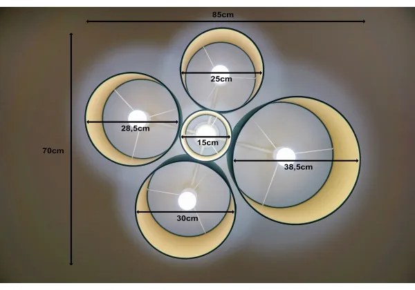 Duolla - Mennyezeti lámpa ROLLER PENTO 5xE27/60W/230V zöld/arany