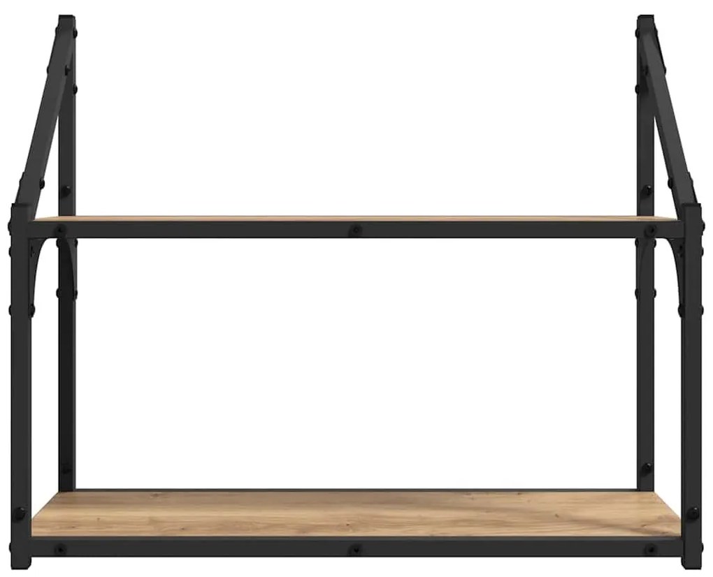 Falpolc polcokkal kézműves tölgy 60 x 21 x 51 cm Faanyag